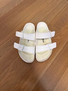 Birkenstock White Double-Strap Slide Sandals